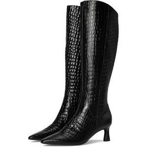 Naturalizer Deesha Knee High Boot Black Croco 6.5W BNIB